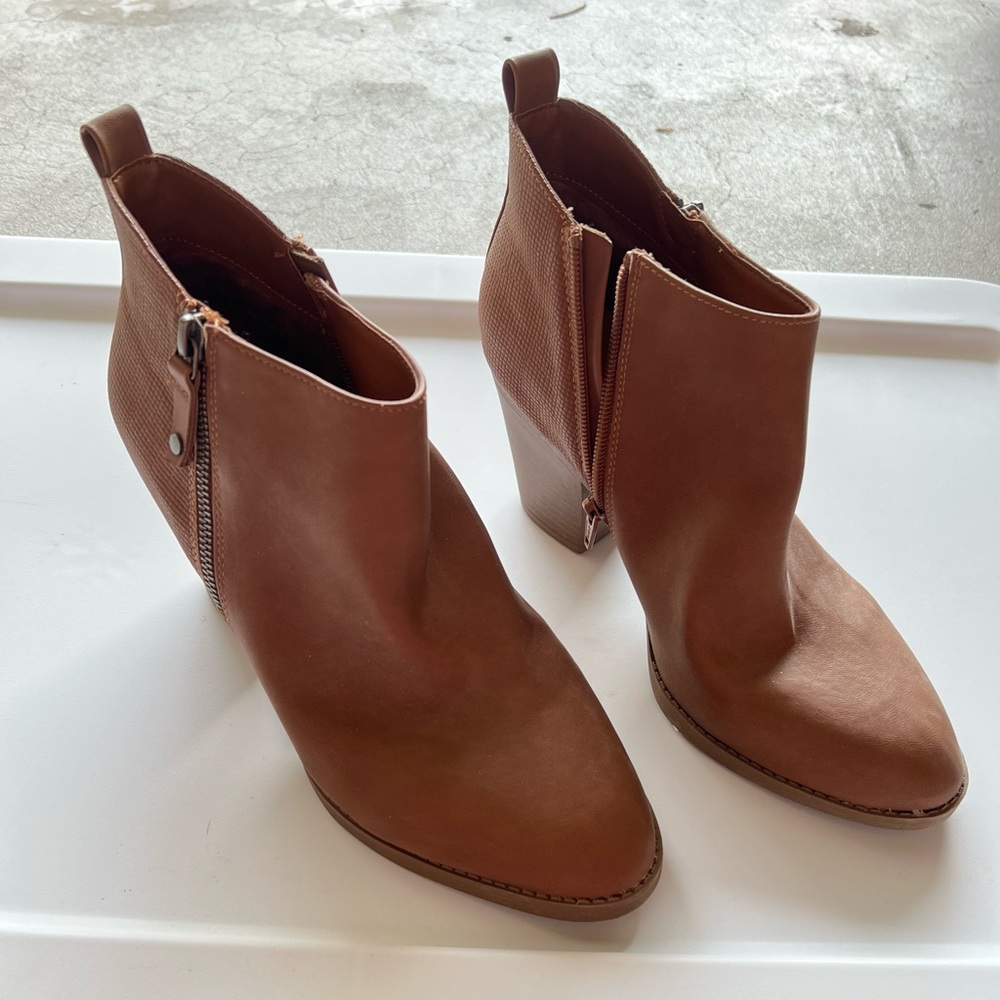 Cognac wedge heel zip ankle boots - Universal Thread